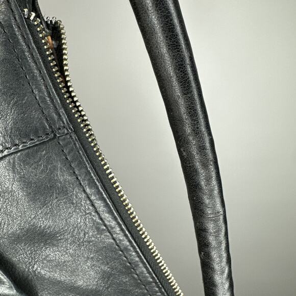 Vintage B. Makowsky Black Leather Shoulder Bag Hobo Tote Medium Leopard EUC 90s - Picture 12 of 15